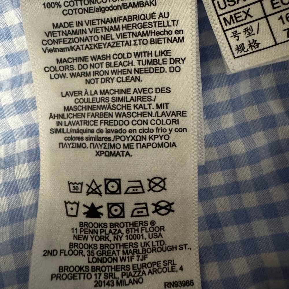 Brooks Brothers Gingham Cotton Pajama Set | Blue Check | XS - Picture 9 of 10